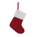 Classic red knitted Christmas stocking with white cuff and hanging loop ornament - Plain Stocking