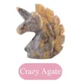 Hand-carved unicorn head statue made of natural multi-color crazy agate stone - Crazy Lace Agate Unicorn