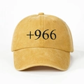Gorra de béisbol de algodón lavado amarillo con bordado +966 de diseño minimalista - Amarillo Brillante