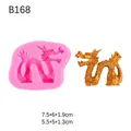 Pink silicone mold for Chinese dragon shapes with golden finished product 7.5x6cm - B168 / Pink