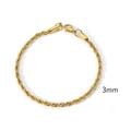 Pulsera de cadena de cuerda de acero de titanio dorado de 3mm con cierre de langosta - 3mm / Dorado / 18cm
