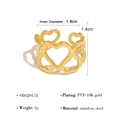 Lava style 18K gold plated stainless steel heart ring with 1.8cm inner diameter - Hollow Heart Shape (SR020151)
