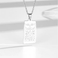 Silver stainless steel Libra zodiac pendant necklace with engraved tarot card design - Libra / Steel
