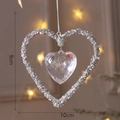 Acrylic crystal heart ornament with diamond accents, 10cm x 9cm hanging decoration - Crystal Heart