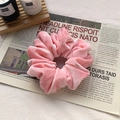 Pink velvet scrunchie for hair with soft texture and elegant wrinkles for daily use - Pink