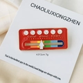 Red sliding social mood chart enamel pin with emoji expressions and arrow indicator - Red Emoji
