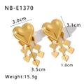 Detail showing dimensions and specifications of 18K gold star and heart drop earrings - Heart Design (NB-E1370) / 18K Gold