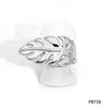 Polished silver monstera leaf open ring in stainless steel with detailed vein textures - Monstera Leaf Style (PB758) / Silver