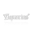 Polished silver stainless steel Aquarius zodiac pendant with gothic lettering and double rings - Silver-Aquarius