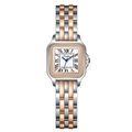 Montre femme carrée bicolore avec lunette diamantée et cadran romain - Bicolore Or Rose Cadran Blanc