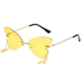 Frameless butterfly sunglasses with yellow lenses, gold chains and bead accents - Gold Frame Yellow Lenses