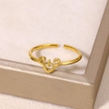 Macro de bague tortue dorée avec anneau réglable et motifs de nuages traditionnels - Motif Ruyi (JZ6646-t)