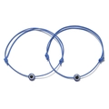 Handmade evil eye braided rope bracelets in bright blue, 2-piece set for couples - 2Pcs Set/Blue String (ZJ7765)