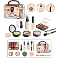 Kids pretend makeup kit with 10 pieces including eyeshadow palette and storage case - Black Spray Style [10PCS] English Storage Box