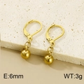 Polished gold stainless steel oval leverback earrings with 6mm metal ball drop - 6mm (KE51088-Z)