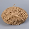 Berretto di paglia minimalista da donna in kaki chiaro per viaggi estivi e vacanze - Cachi / M (56-58cm)