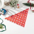 Detail of red Christmas pet bandana with Santa print and Ho! Ho! text on white background - 55*45*45cm / Red Christmas