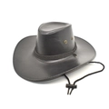 Classic black faux leather western cowboy hat with braided band and adjustable chin strap - M (56-58cm) / Black