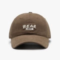 Dark brown baseball cap featuring white 3D BEAR DISCOVER embroidery and cotton twill - Adjustable / Dark Khaki