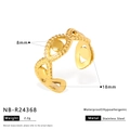 Gold plated stainless steel starfish geometric ring with hollow leaf pattern - Olive Geometric Style (NB-R24368)