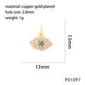 Gold-plated evil eye pendant with blue zircon stones and dimensional measurements - P01097 Round Evil Eye (13*13mm)