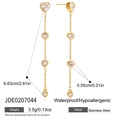 Disegno tecnico degli orecchini a nappa a cuore in acciaio inox da 6,63 cm con misure - Stile Nappina con Strass a Forma di Cuore (JDE0207044)