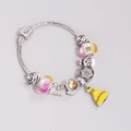 Bracelet chaîne serpent en argent avec perles de verre vertes et pendentif robe - 2# Jaune