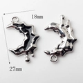 Detail view of irregular molten moon charms with silver finish and dimensions 18mm by 27mm - Moon Pendant