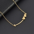 Golden titanium steel butterfly necklace with T-smile pendant on black background - Butterfly Smile Pendant Style (F311) / Gold