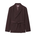 Dames double-breasted colbert in donkerbruin met tailleriem en professionele snit - XS / Donkerbruine Top