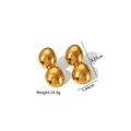 Boucles d'oreilles double sphère en acier doré poli, dimensions 3,27cm x 1,44cm - Double Boule Fluide - Or (YYE023564-G)
