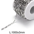 10-meter bulk 18k gold plated stainless steel box chain 3mm on spool for DIY jewelry - Silver 3mm Rectangle Frame Chain (KLJ8691-Z)