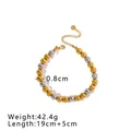 Fashionable gold and silver stainless steel bead bracelet with 18K gold finish - 0.8cm Bracelet (19+5cm) / Gold and Silver