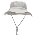 Dettaglio cappello da sole grigio chiaro con sottogola regolabile e tesa larga - Grigio
