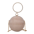 Pochette sferica champagne scintillante con manico con strass e tracolla a catena - Champagne