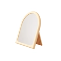 Espejo de maquillaje irregular ondulado con marco crema y soporte plegable estable - Amarillo