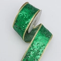 Green sequin ribbon with gold wire edges and LED lighting for Christmas tree decor - 5cm*10 Yards (No Lights) / Christmas Green