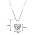 925 silver heart pendant necklace with moissanite inlay and 12mm size dimensions - 40cm+5cm / Delicate Heart Style (P11506)