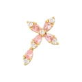 Ciondolo a croce placcato oro 18K con cristalli rosa a pera e trasparenti - Colore Oro Zirconia Rosa