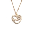 Gold-plated heart pendant necklace with rhinestones and LOVE lettering for women - Love Heart