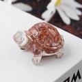 Handcrafted turtle figurine made of natural clear crystal with a unique reddish shell - 75 Red Agate