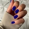 Short press-on nails in glossy dark blue finish, solid color removable nail tips - Royal Blue (JP2175)