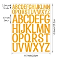 Detailed size guide for 1 and 2 inch waterproof yellow vinyl alphabet letter stickers - 22*27.5cm / Orange
