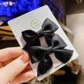 Pair of cute black bow hair clips with wig braids for girls, handmade festive hairpins - Black Bow (Hair Clip 024-Braid)