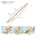 Detailed size chart showing 29cm length and weight of pearl bridal headband - Gold