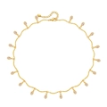 Elegant 18K gold plated necklace with 18 oval white zircon charms on a wave chain - Oval Zirconia Style (KN0202-2) / Gold
