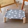 Nordic wooden pet hammock with gray rabbit pattern canvas for cats and small dogs - Grey Rabbit