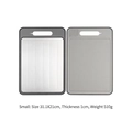 Dual-sided 31x21cm thawing cutting board with aluminum surface and built-in sharpener - Small / Gray