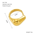 Großer unregelmäßiger Lavastil offener Ring aus 18k vergoldetem Edelstahl - Lava-Fluss-Kunststil (ZR1706G)