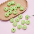 20mm light green faux rabbit fur pompom bead with golden metal core hole for DIY - Light Green
